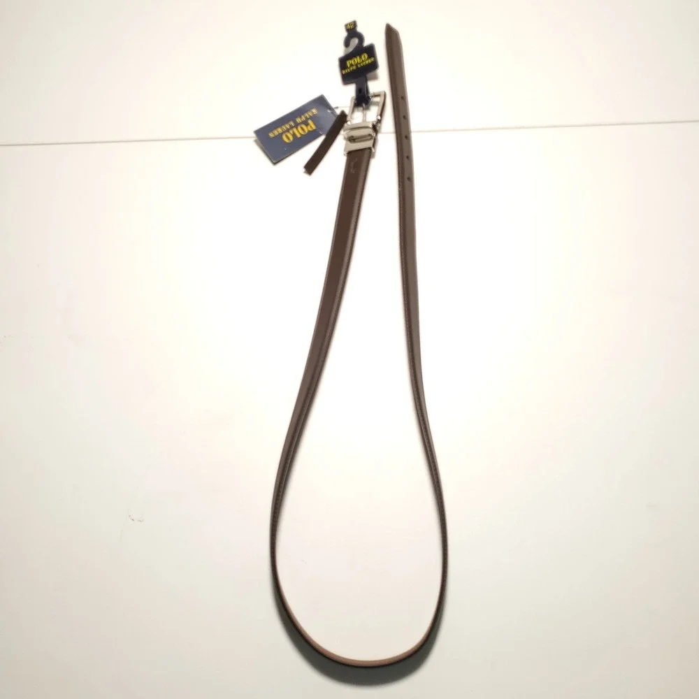 New Polo Ralph Lauren Mens 42 Brown Leather Belt Ongoing NWT